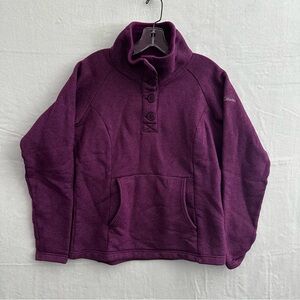 Columbia Fleece Pullover Women’s M Purple Quarter Button Sweatshirt Cozy Pocket